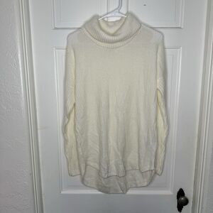 Abercrombie And Fitch Cream Turtleneck Sweater Women’s M/L Wool Blend Longline